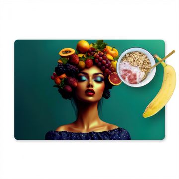 Placemat vinyl - Vrouw - Hoodtooi - Tropisch - Fruit - Druiven