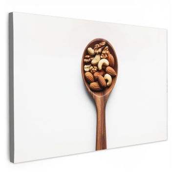 Canvas schilderij - Noten - Wit - Hout