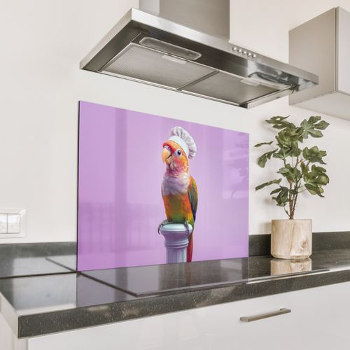 Spatscherm Aluminium - Papegaai - Koksmuts - Pilaar - Vogel