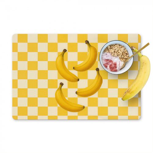 Placemat vinyl - Bananen - Geel - Geblokt