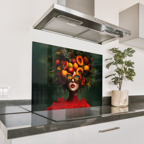 Spatscherm Aluminium - Vrouw - Vruchten - Papaja - Ananas