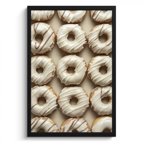 Poster met lijst - Donuts - Chocolade - Wit - Beige