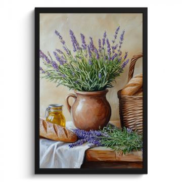 Poster met lijst - Lavendel - Brood - Stilleven