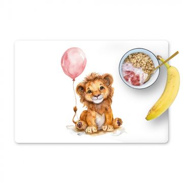 Placemat vinyl - Leeuw - Baby dier - Dieren - Roze ballon