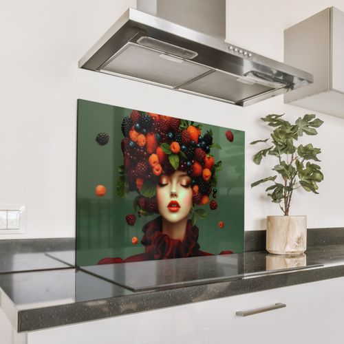 Spatscherm Aluminium - Vrouw - Aardbeien - Frambozen - Bramen - Bessen
