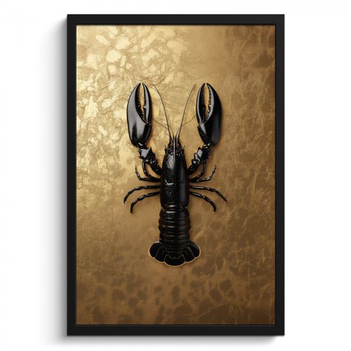 Poster met lijst - Kreeft - Zwart - Goud - Luxe