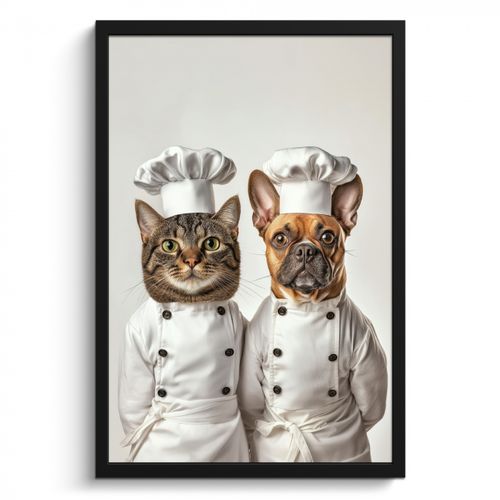 Poster met lijst - Kat - Hond - Kokskleding