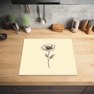 Inductie beschermer - Klaproos - Illustratie - Zwart