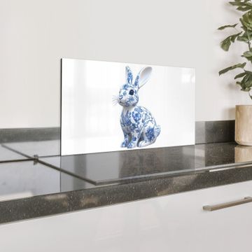 Spatscherm Aluminium - Delftsblauw - Haasje - Wit