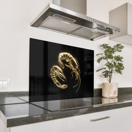 Spatscherm Aluminium - Garnalen - Zwart - Goud - Dieren
