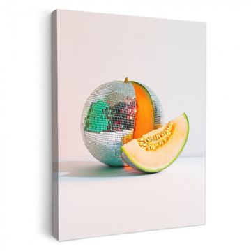 Canvas schilderij - Disco - Discobal - Meloen - Pastel
