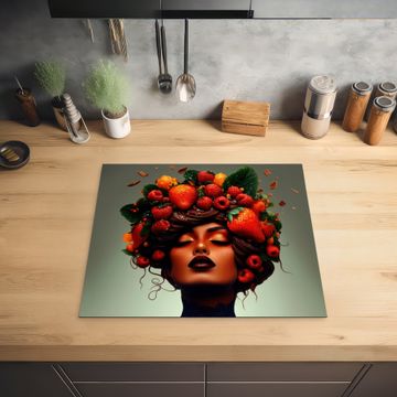 Inductie beschermer - Vrouw - Chocolade - Frambozen - Aardbeien - Koekjes