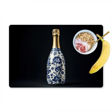 Placemat vinyl - Champagne - Bloemen - Goud - Chique