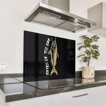 Spatscherm Aluminium - Vis - Zwart - Goud - Tekst