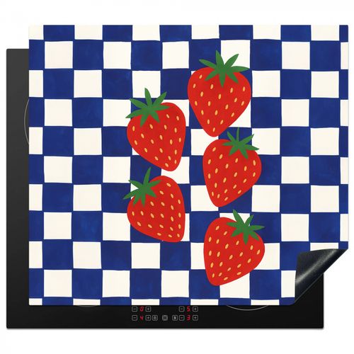 Inductie beschermer - Geblokt - Blauw - Aardbeien