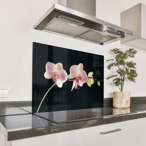 Spatscherm Aluminium - Gestreepte Orchideeën Elegantie
