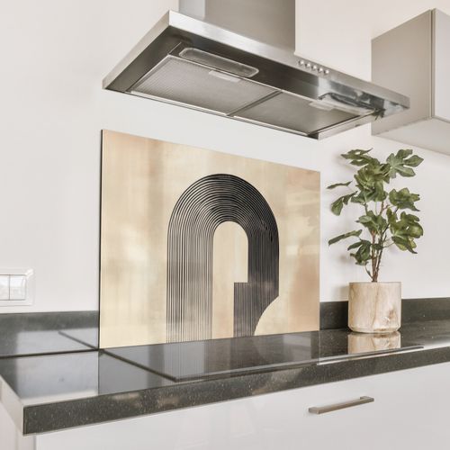 Spatscherm Aluminium - Boog -  Strepen - Minimalistisch - Zwart