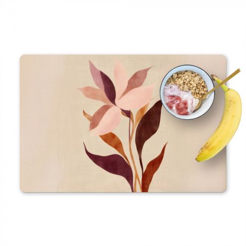 Placemat vinyl - Bloemen - Blaadjes - Minimalistisch - Roze