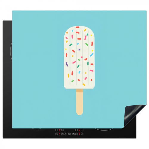 Inductie beschermer - Ijsje - Stokje - Sprinkles - Lichtblauw