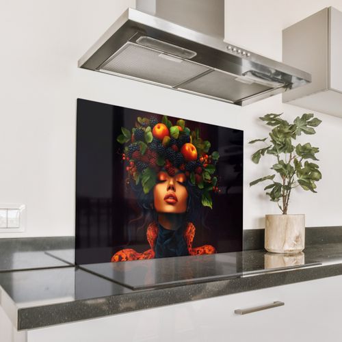 Spatscherm Aluminium - Vrouw - Zwart - Bessen - Bramen - Appels