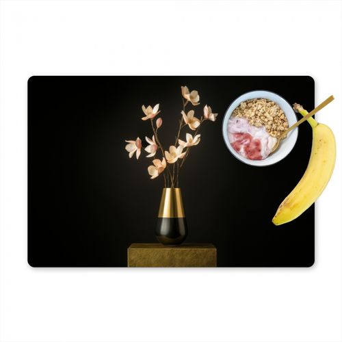 Placemat vinyl - Sierlijk - Boeket - Goud - Vaas