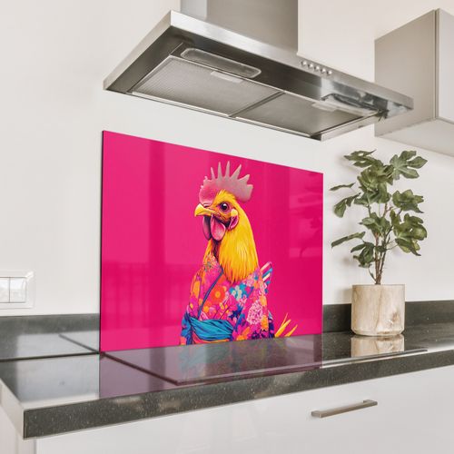 Spatscherm Aluminium - Haan - Kleurrijk - Kimono - Roze