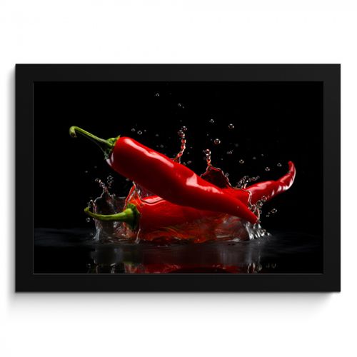 Poster met lijst - Peper - Rood - Zwart - Water - Groente