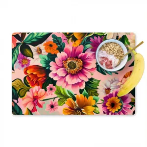 Placemat vinyl - Bloemen - Kleurrijk - Roze
