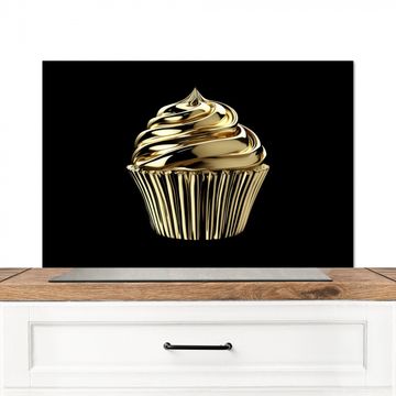 Spatscherm Aluminium - Cupcake - Eten - Goud - Zwart