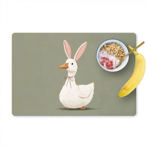 Placemat vinyl - Eend - Konijnoren - Grijs