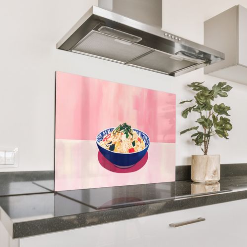 Spatscherm Aluminium - Rijst - Illustratie - Kom - Groente