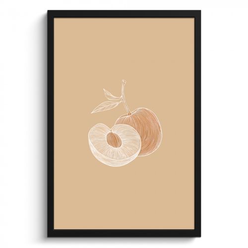 Poster met lijst - Perzik - Lijntekening - Pit - Beige