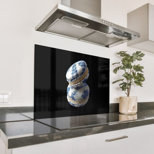 Spatscherm Aluminium - Eten - Macarons - Delfts blauw - Koekjes