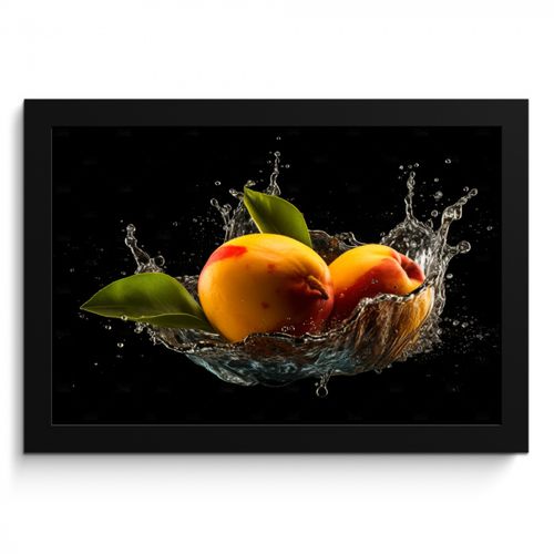 Poster met lijst - Mango - Fruit - Water - Zwart - Bladeren