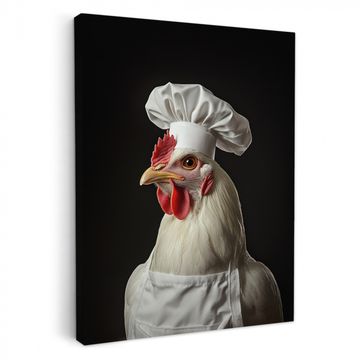 Canvas schilderij - Kok - Rood - Kip