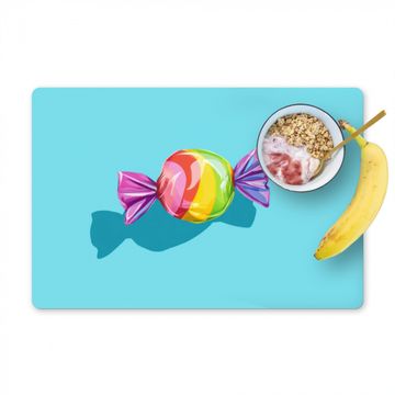 Placemat vinyl - Blauw - Snoep - Regenboog