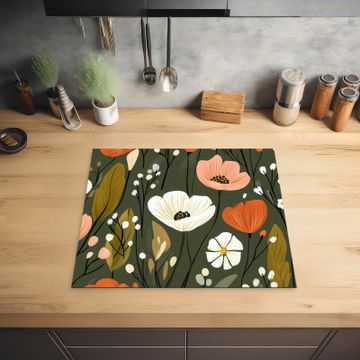 Inductie beschermer - Bloemen - Illustratie - Groen