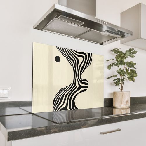 Spatscherm Aluminium - Beige - Lijnen - Golvend -  Abstract