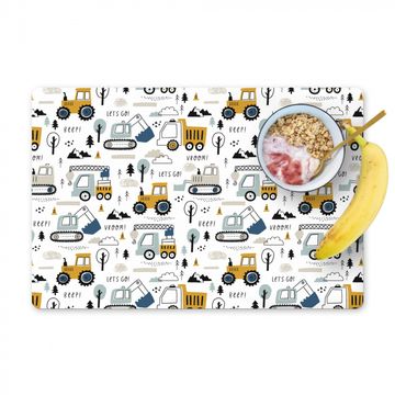 Placemat vinyl - Voertuigen - Kinderen - Graafmachine - Tractor