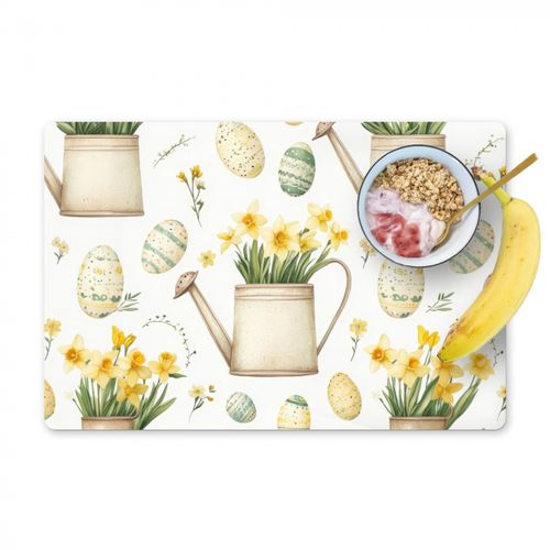 Placemat vinyl - Gieter - Bloemen - Eieren