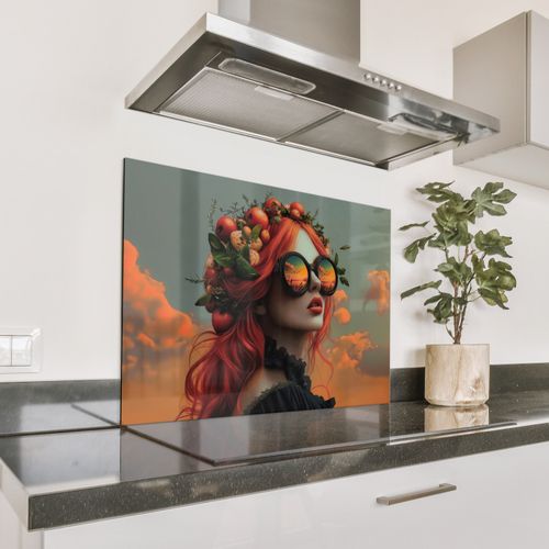 Spatscherm Aluminium - Vrouw - Kroon - Tomaat - Bascilicum - Zonnebril