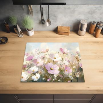 Inductie beschermer - Bloemenveld - Lichte tinten - Geschilderd