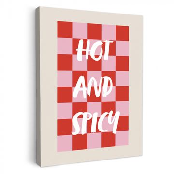Canvas schilderij - Hot - Spicy - Geruit - Rood