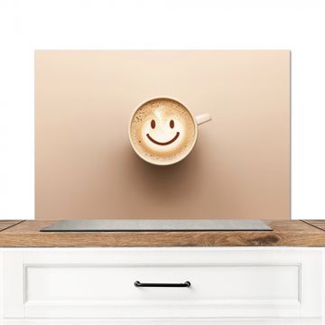 Spatscherm Aluminium - Koffie - Melkschuim - Lach - Beige