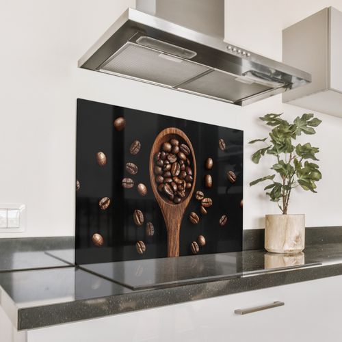 Spatscherm Aluminium - Hout - Zwart - Koffiebonen