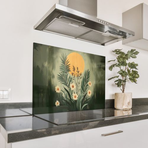 Spatscherm Aluminium - Bloemen - Bladeren - Zon - Groen