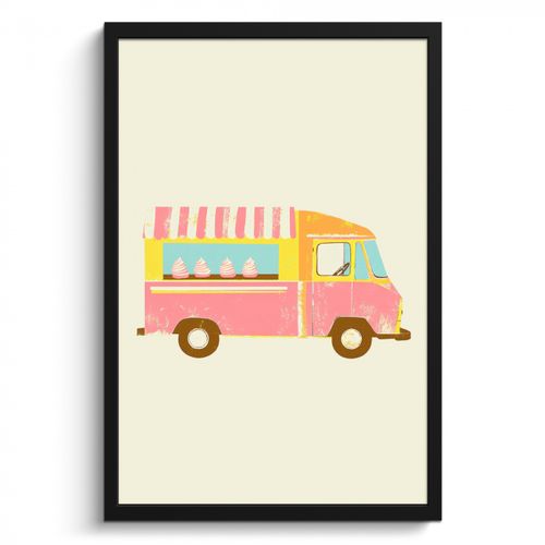 Poster met lijst - Ijskar - Retro - Softijsjes - Roze