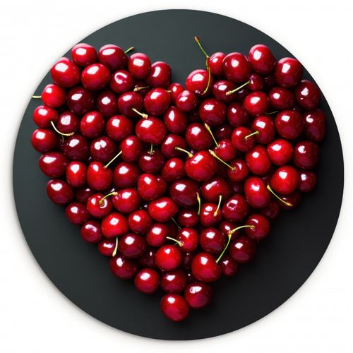 Muurcirkel - Kersen - Hart - Rood - Zwart