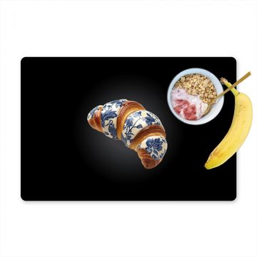 Placemat vinyl - Croissant - Bloemenpatroon - Delftsblauw