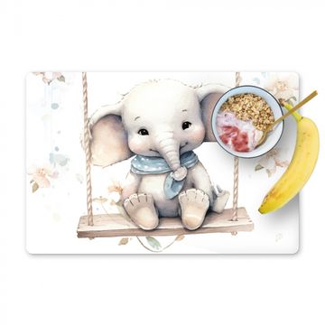 Placemat vinyl - Olifant - Dier - Kinderen - Babykamer - Kinderkamer - Bloemen